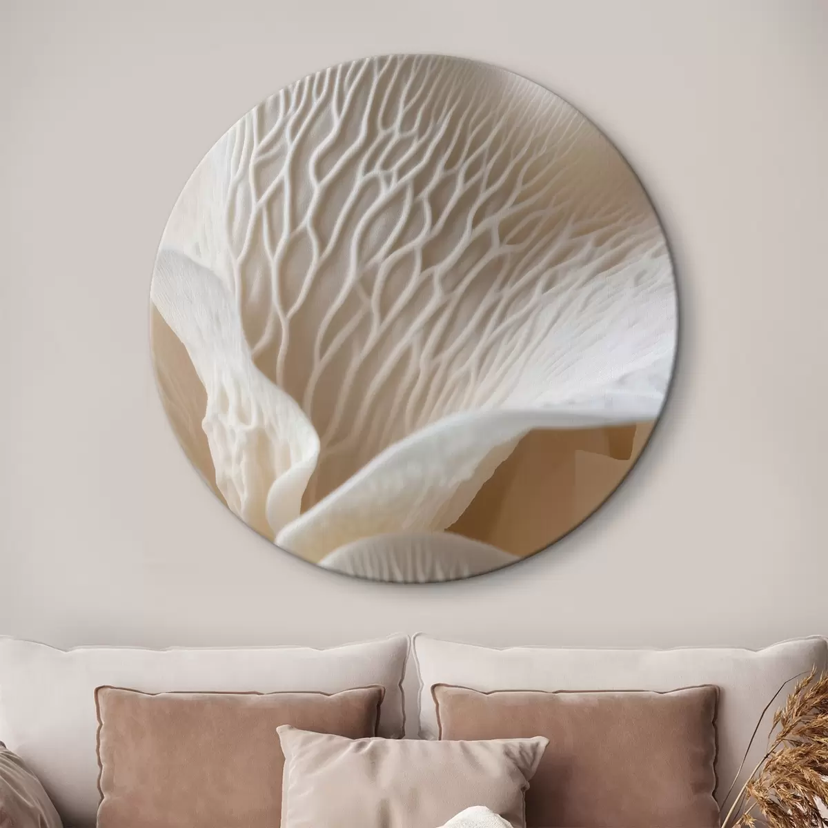Tableaux rondes pétales avec des nervures dans les tons beiges r45704