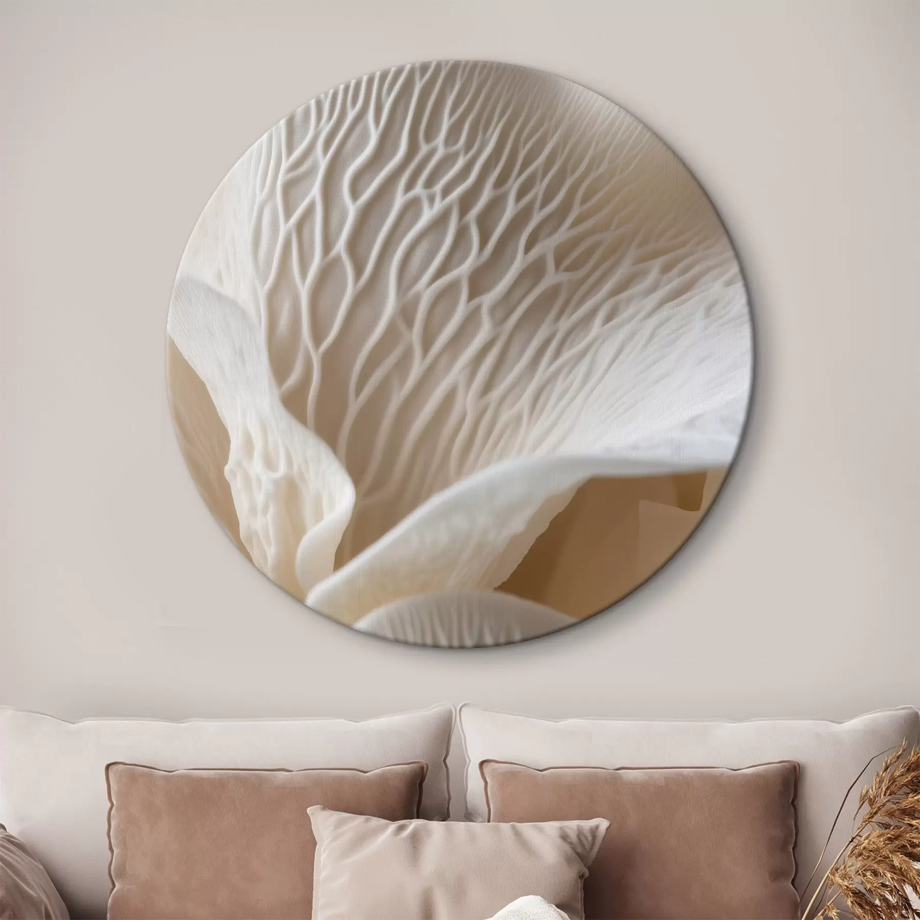 Tableau pétales avec des nervures dans les tons beiges r45704