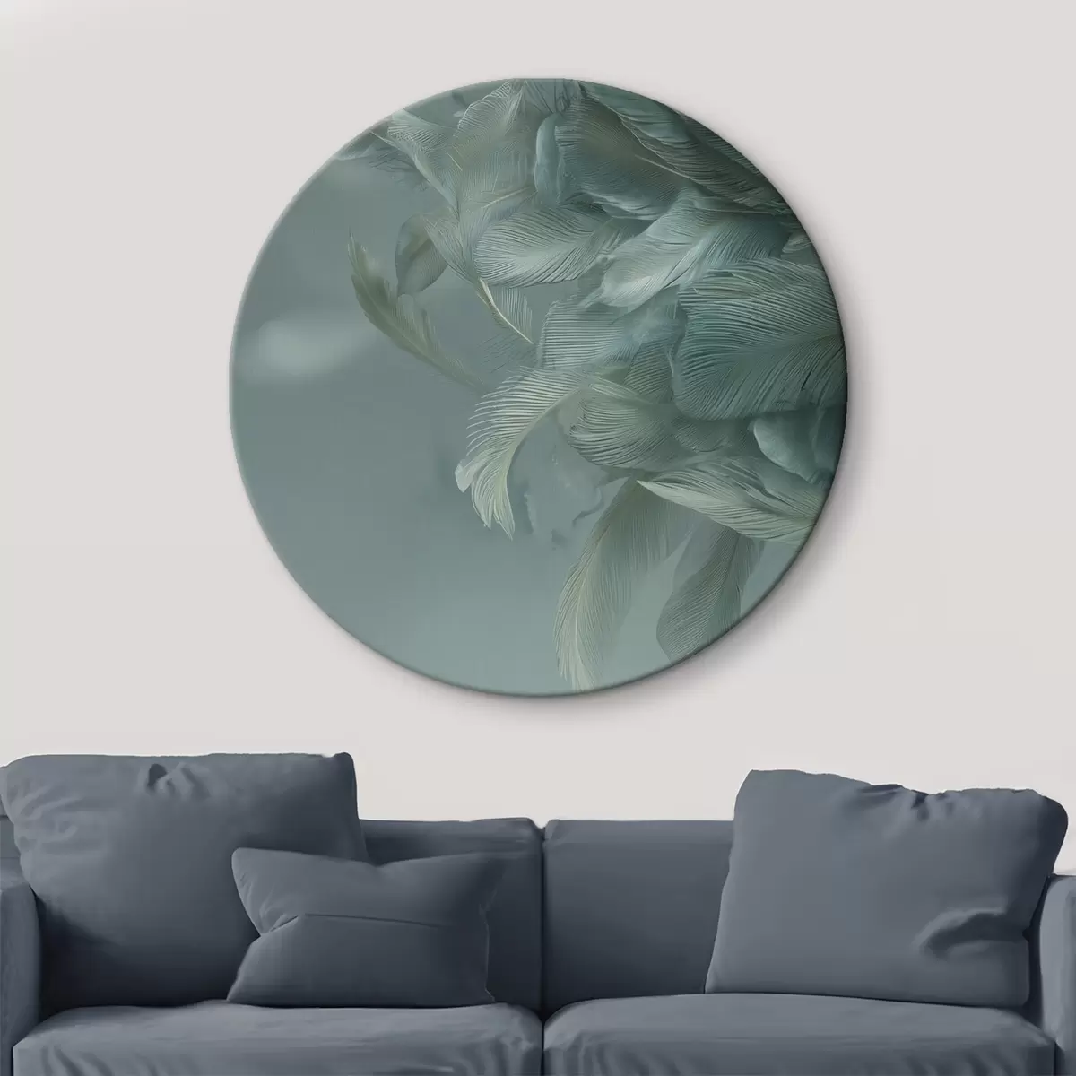 Tableaux rondes plumes aux couleurs marines r45708