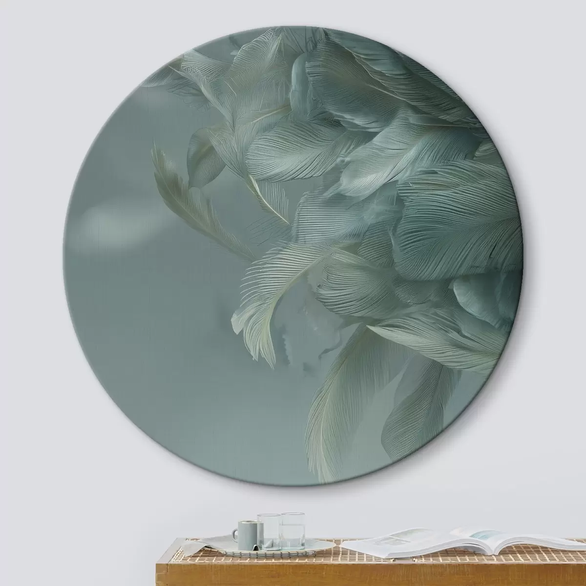 Tableaux rondes plumes aux couleurs marines r45708