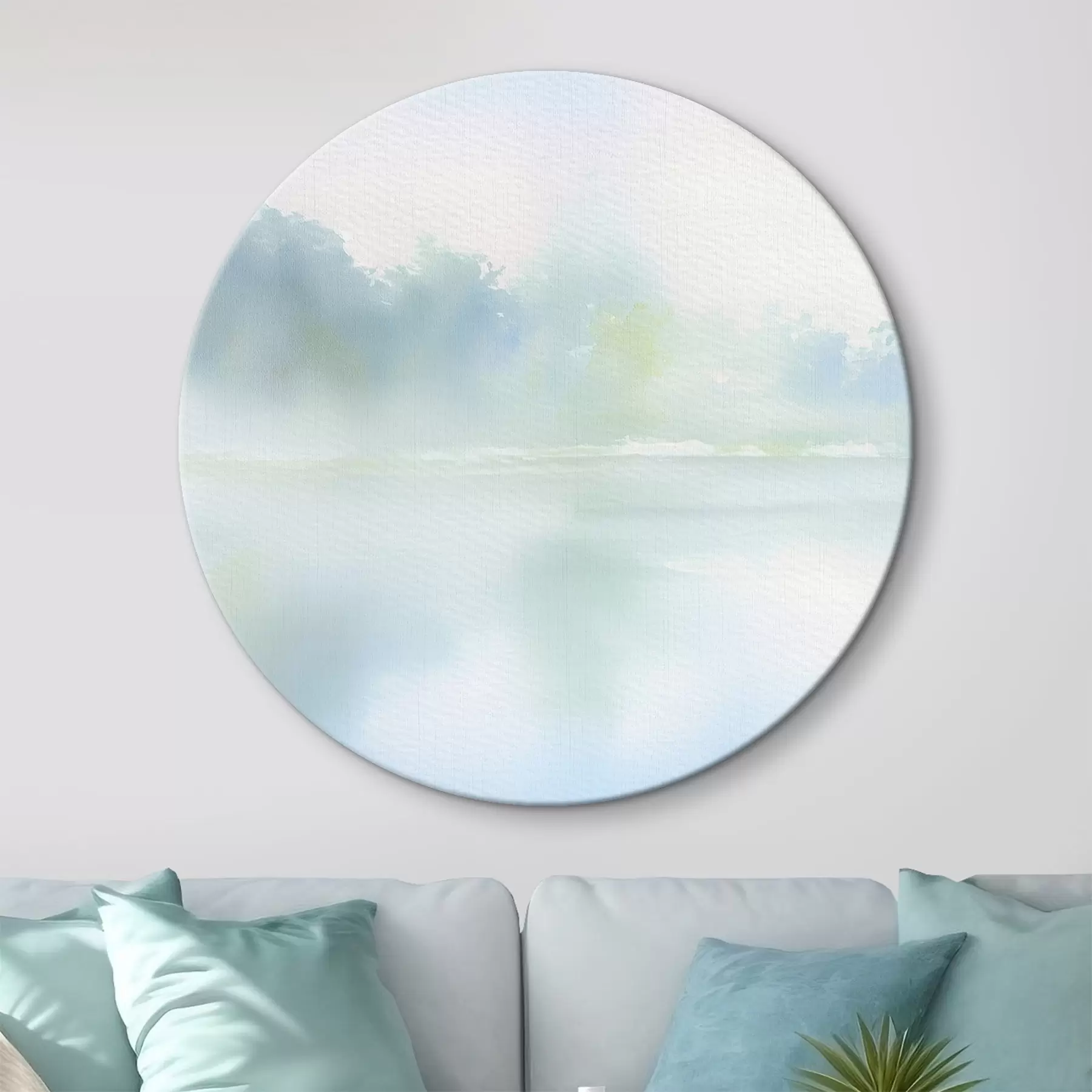 Tableau lac aquarellé dans les tons bleus r45714