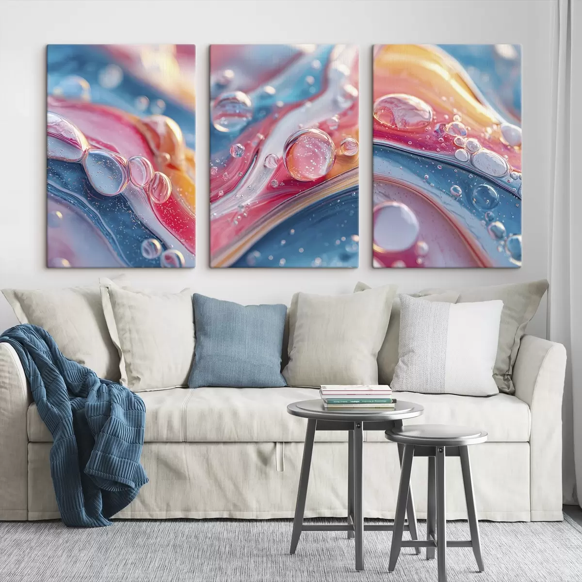 Tableau vagues multicolores avec des bulles m00698