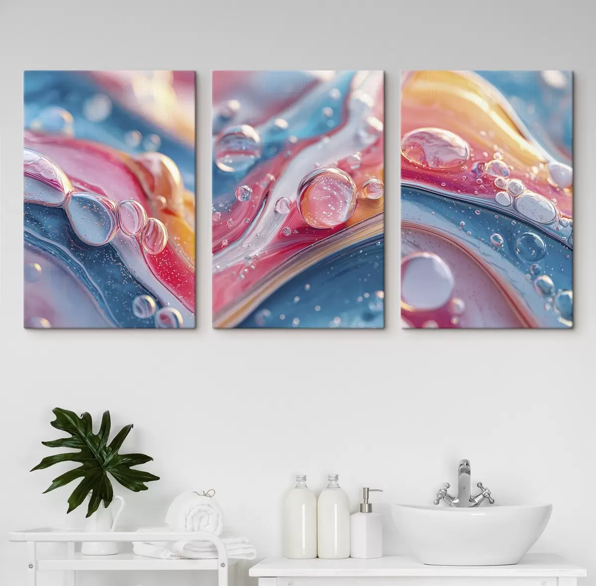 Tableau vagues multicolores avec des bulles m00698