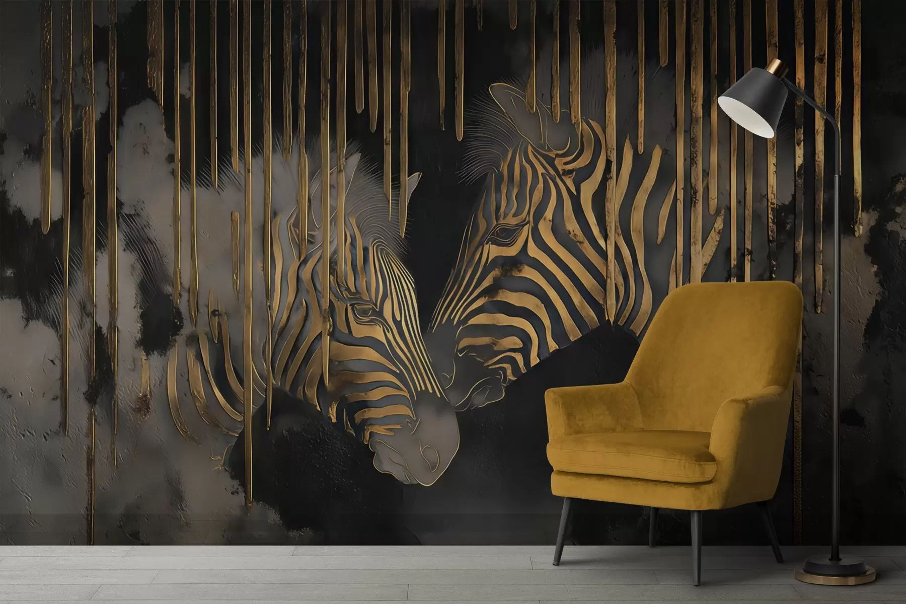 Papier peint Zèbres sur fond noir abstrait w04548 buy France - Uwalls.fr Papier peint Zèbres sur fond noir abstrait w04548