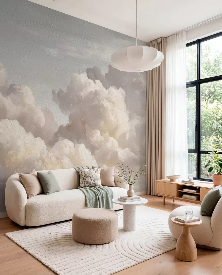 Papier peint Nuages en lumière nacrée w04550