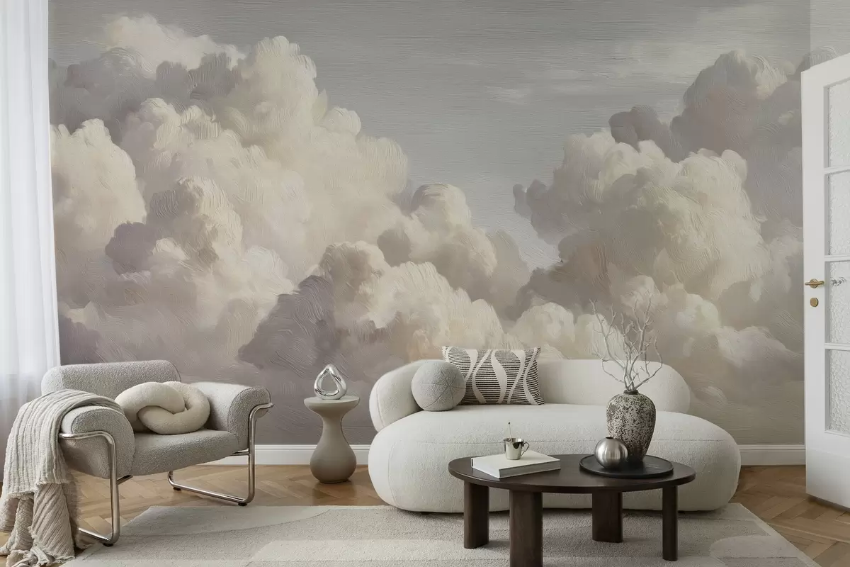 Papier peint Des nuages spectaculaires peints à l'aide de pinceaux aux textures douces w04550