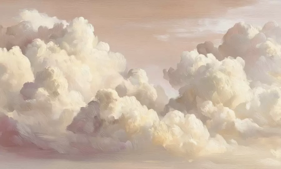 Papier peint Nuages dans une lumière rose pastel chaude w04550v1