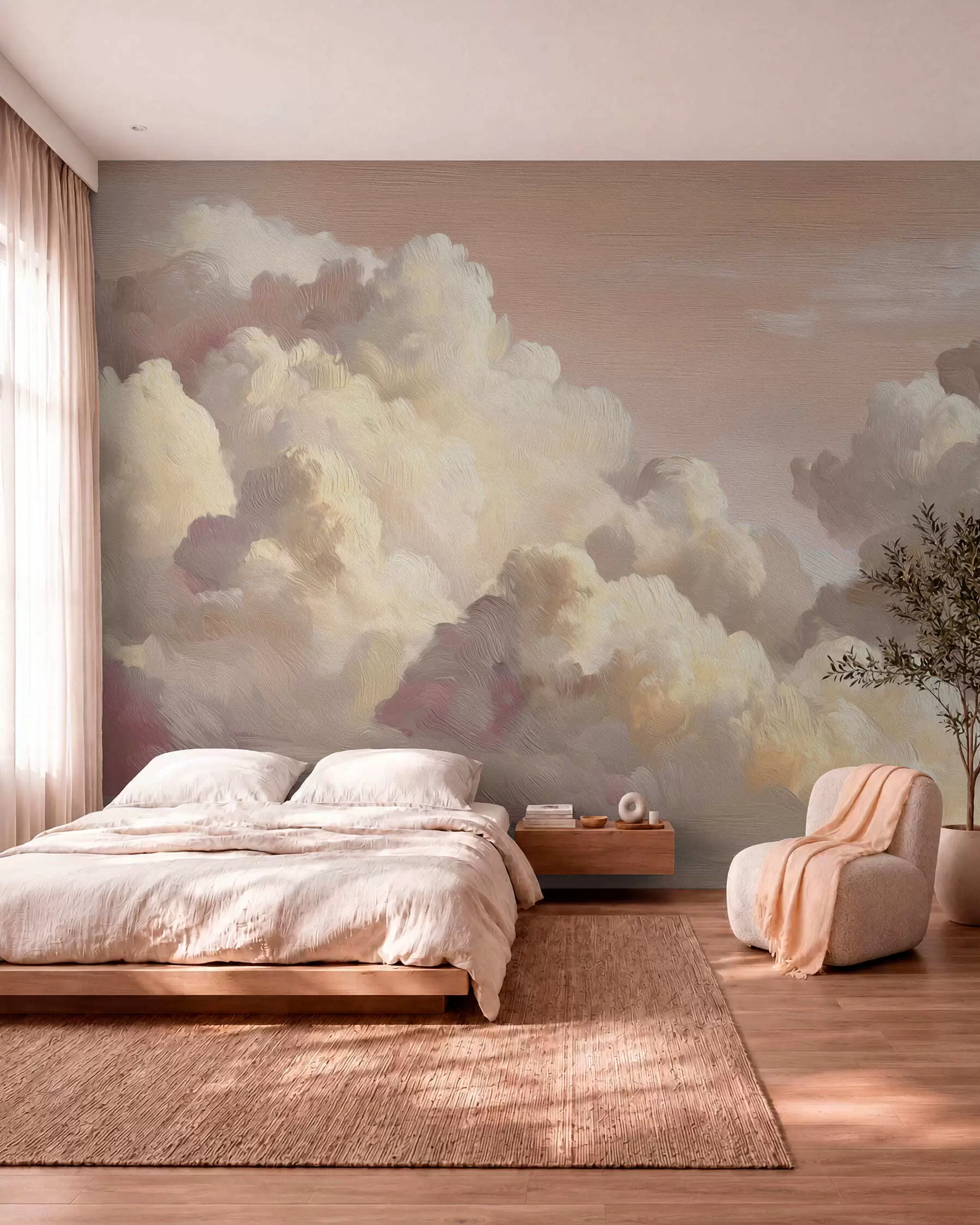 Papier peint Nuages en lumière pêche w04550v1