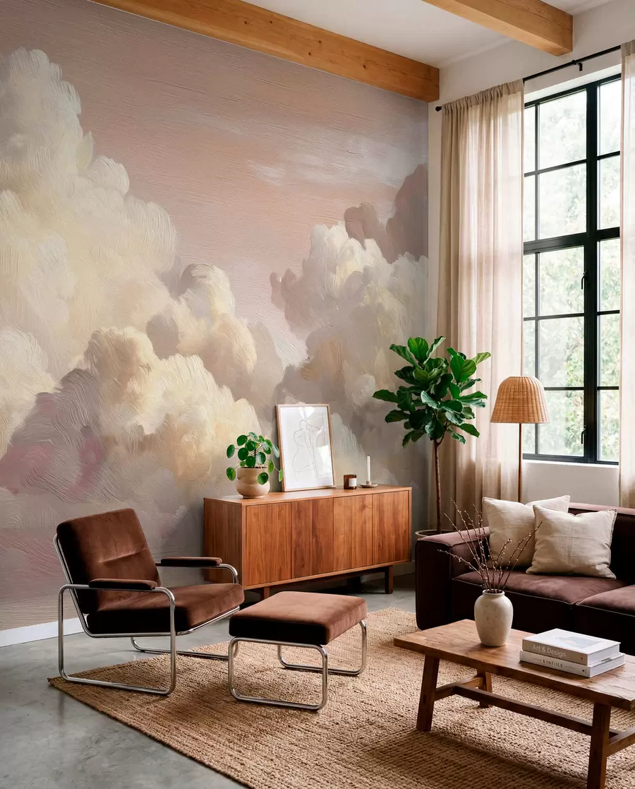 Papier peint Nuages en lumière pêche w04550v1