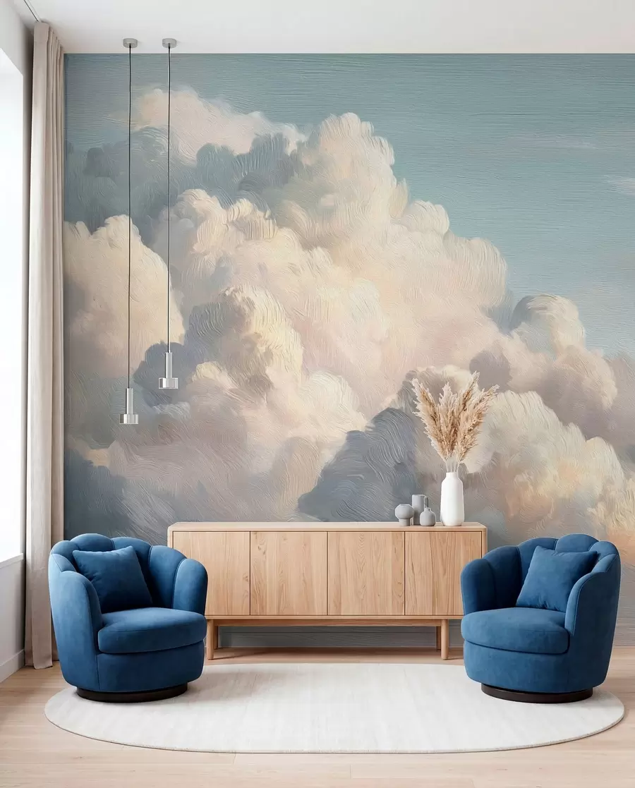 Papier peint Nuages en lumière bleue w04550v2