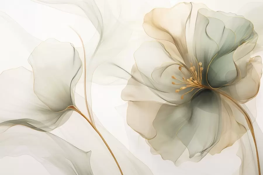 Papier peint Fleur délicate aux pétales translucides w04553