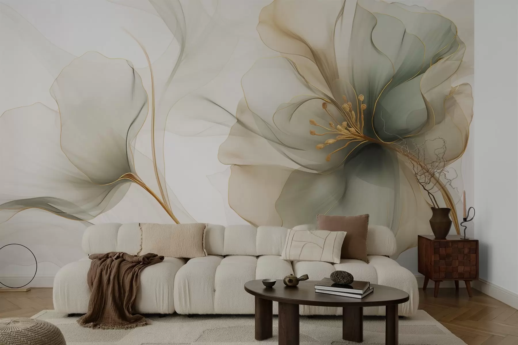 Papier peint Fleur délicate aux pétales translucides w04553