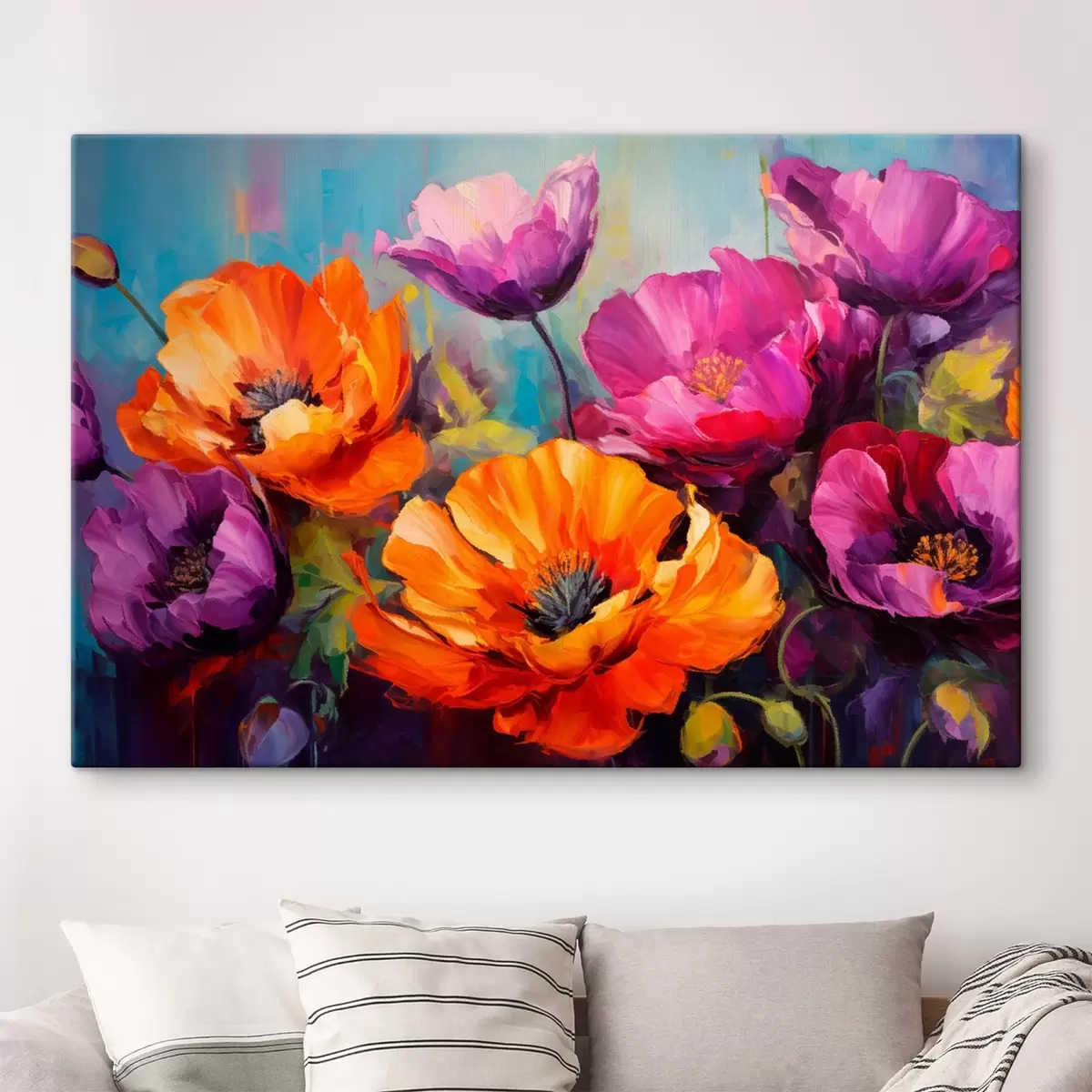 Tableau Coquelicots lumineux dans des tons violets et orange s45804