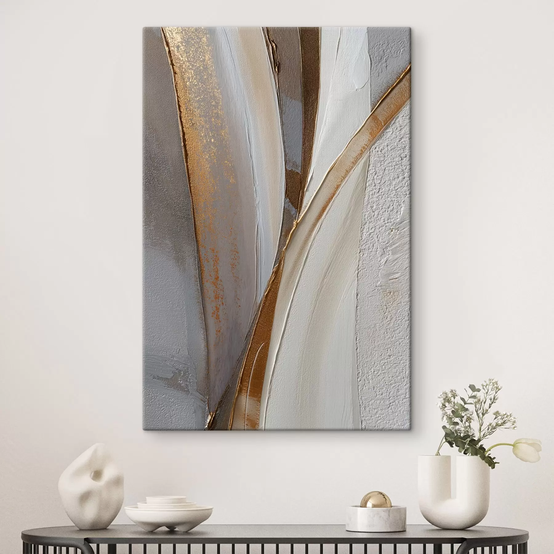 Tableau Lignes abstraites texturées avec des reflets jaunes et orange s45810