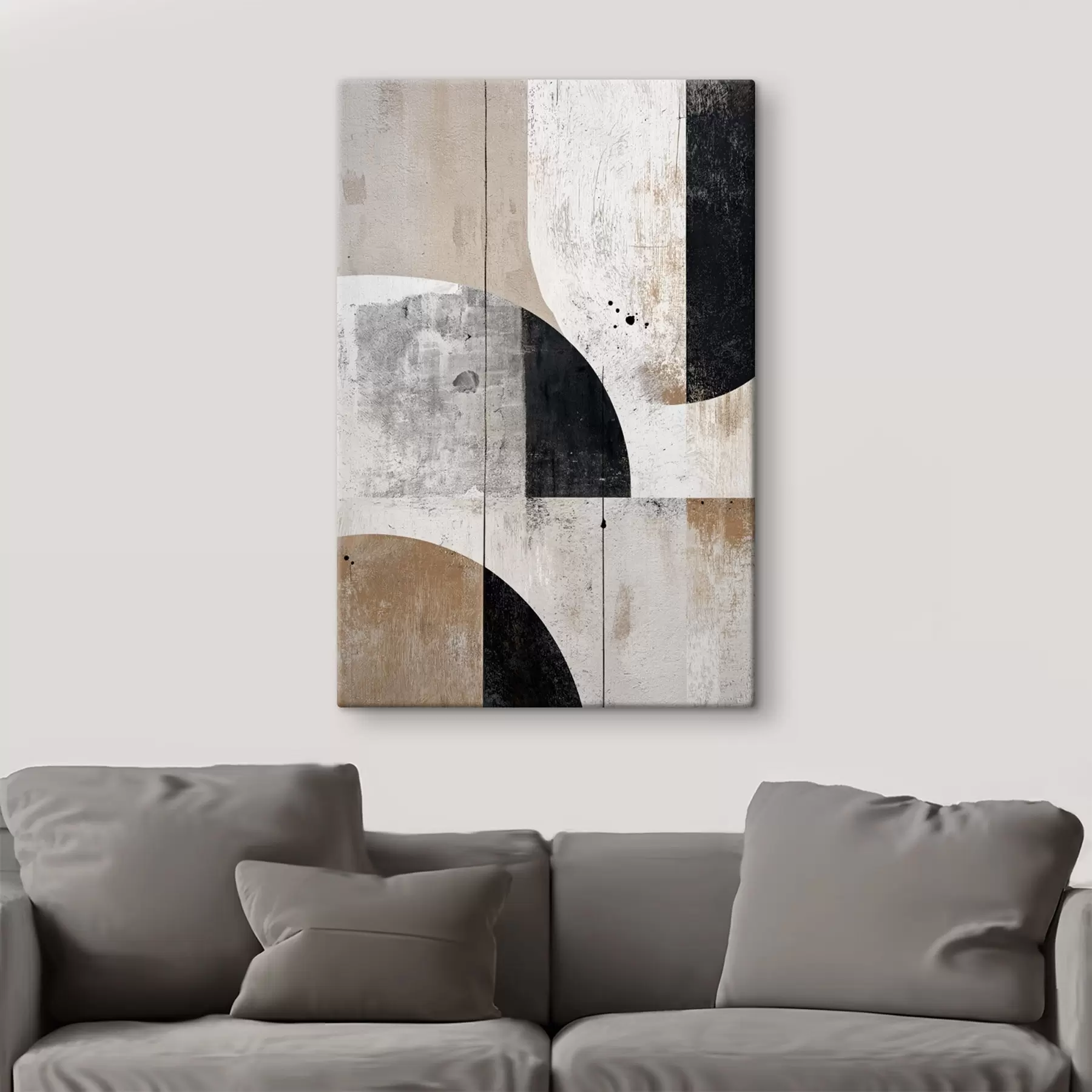 Tableau Formes géométriques dans les tons gris et beige s45812