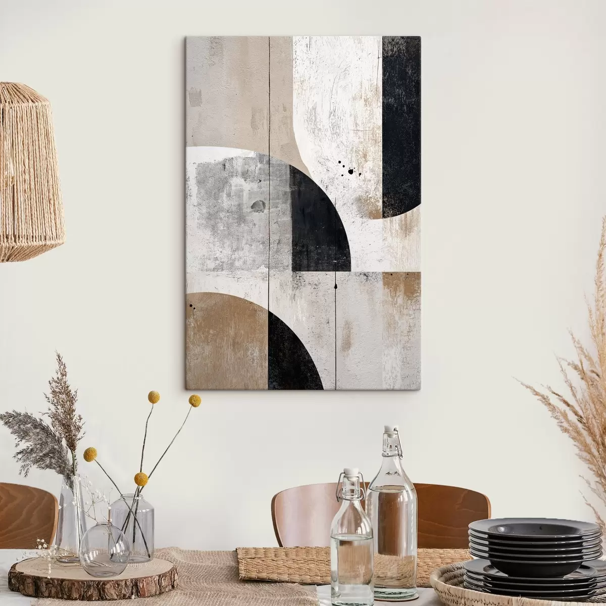Tableau Formes géométriques dans les tons gris et beige s45812