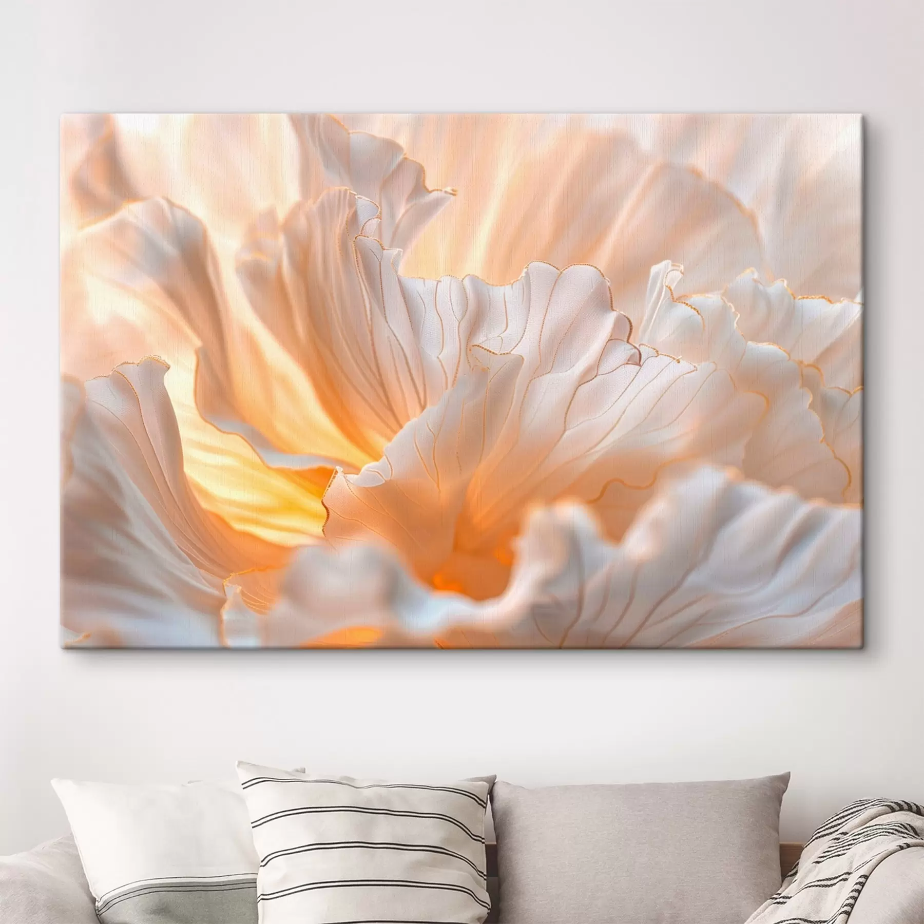 Tableau Pétales délicats aux nuances chaudes avec des bords jaune-orange s45820