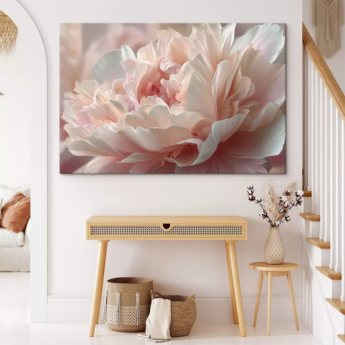 Tableau Pivoine en fleurs dans les tons rose et beige s45825