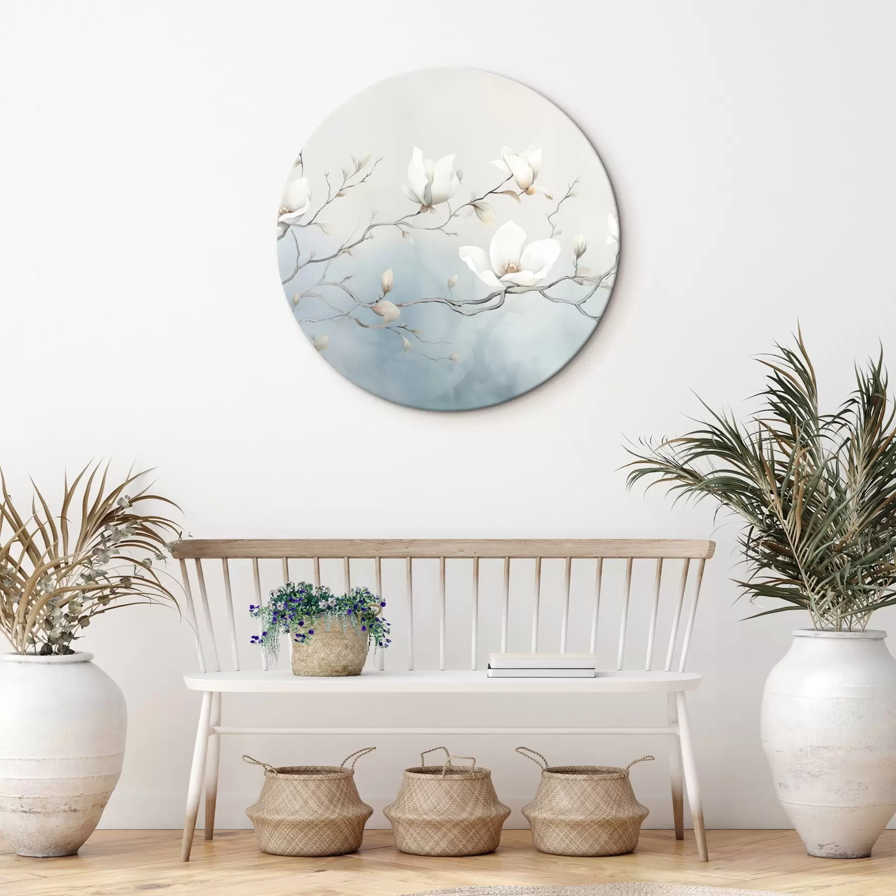 Tableau Branches de magnolia avec des fleurs blanches sur un fond délicat r45806