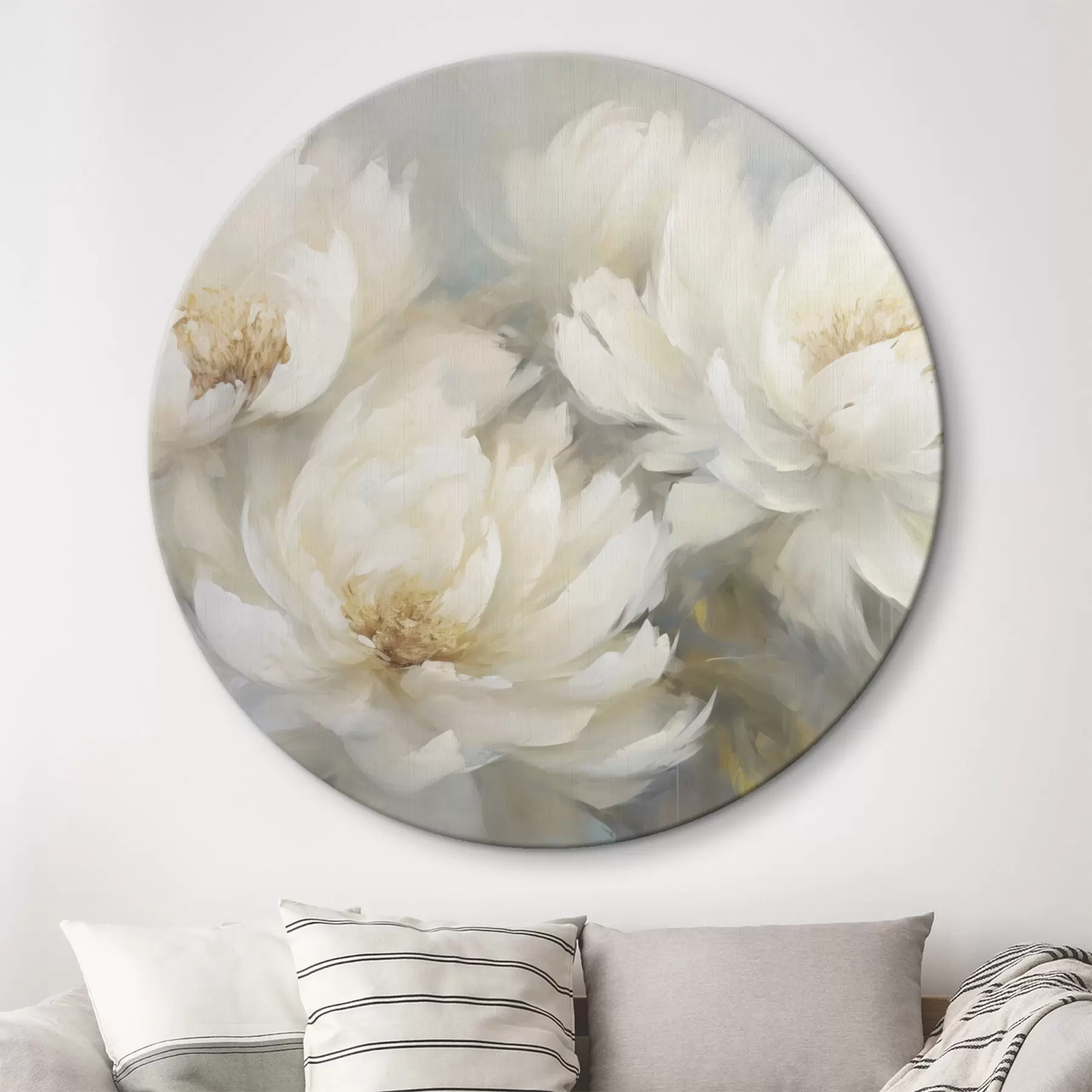 Tableau Trois pivoines blanches luxuriantes sur un fond délicat r45808
