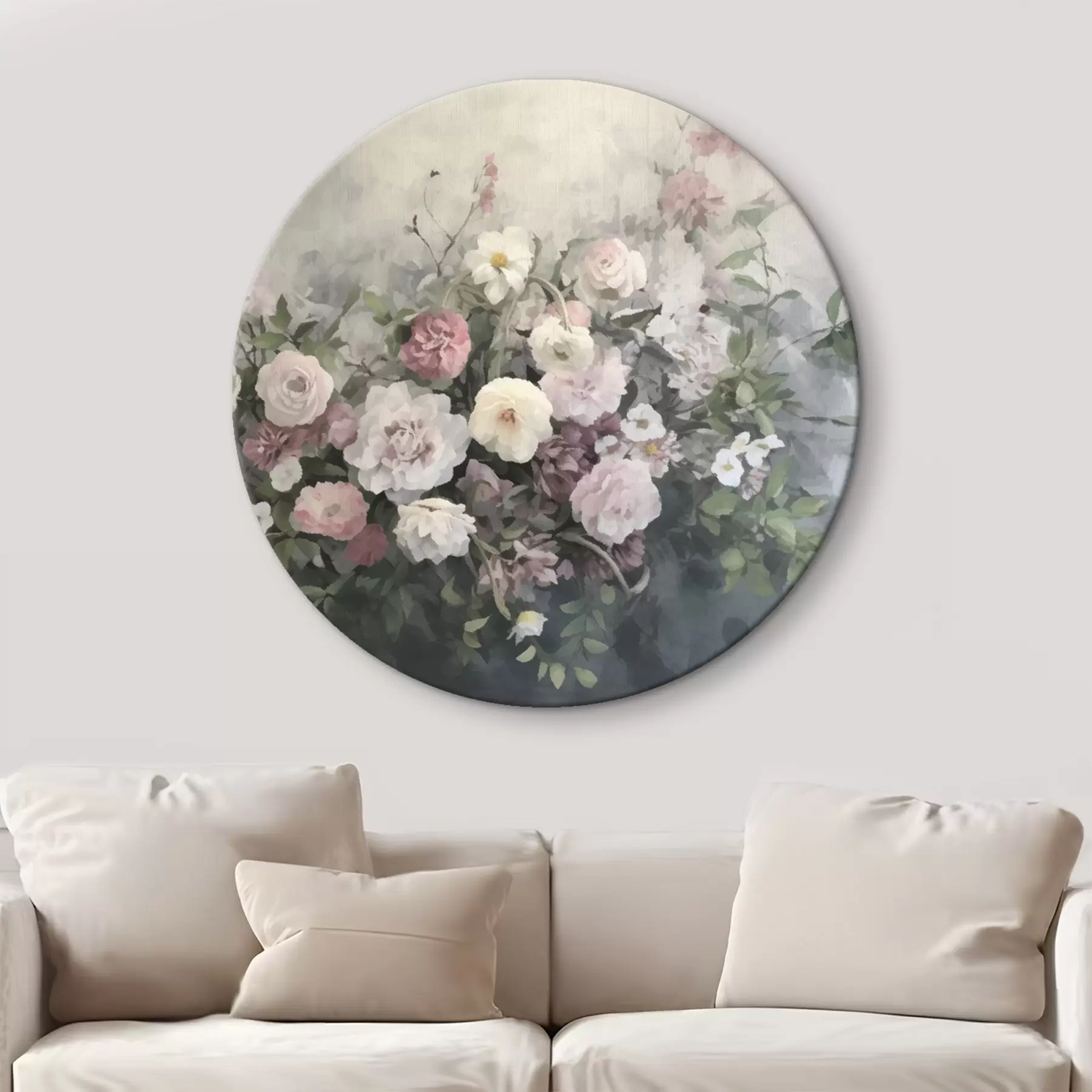 Tableau Un bouquet romantique de fleurs roses et blanches r45817