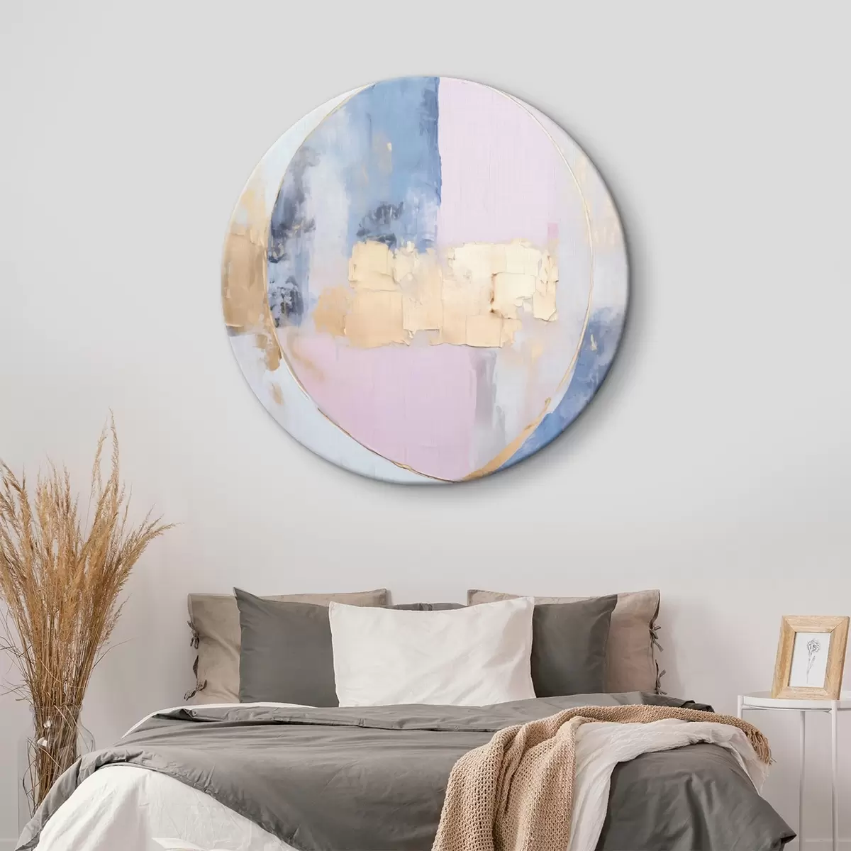 Tableaux rondes Abstraction dans des cercles bleu-rose r45821