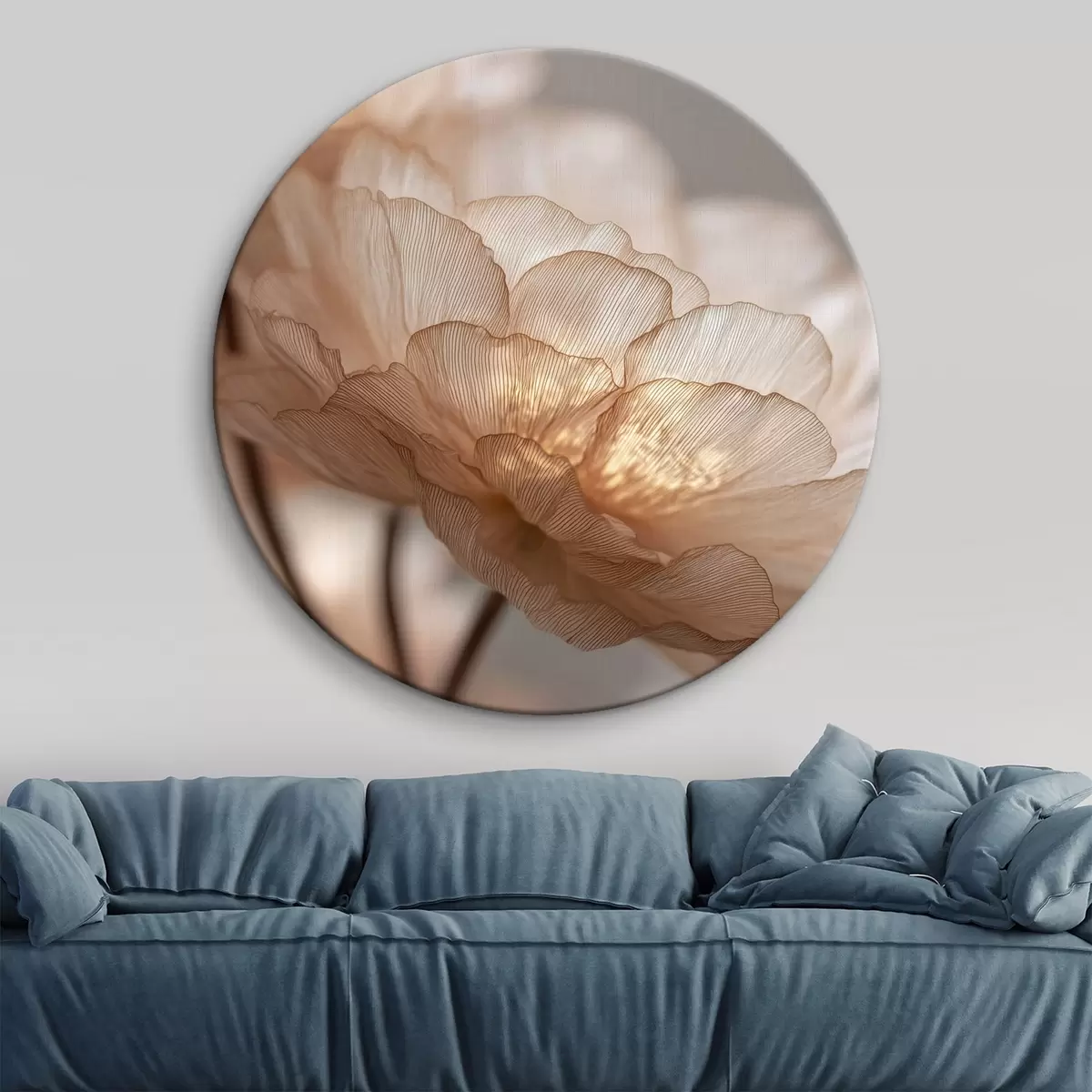 Tableaux rondes Fleur délicate dans une lueur éclatante r45822
