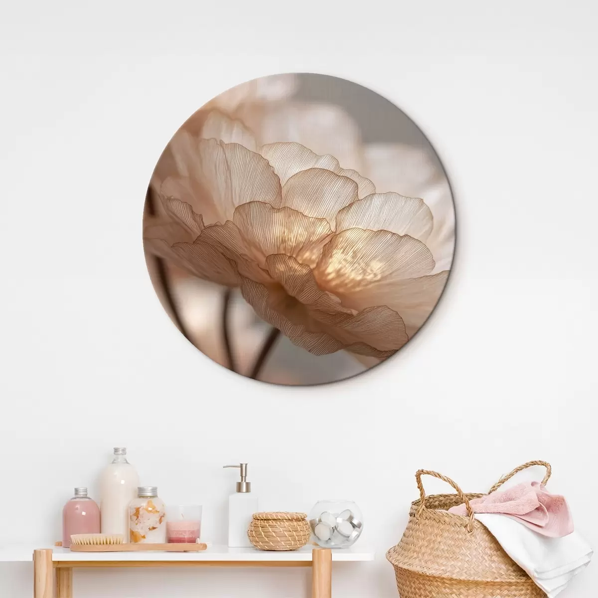 Tableaux rondes Fleur délicate dans une lueur éclatante r45822
