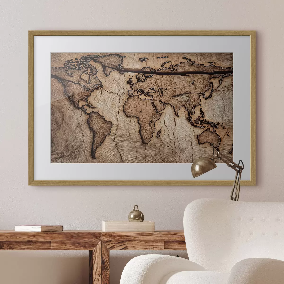 Poster Le monde veiné de bois f45805