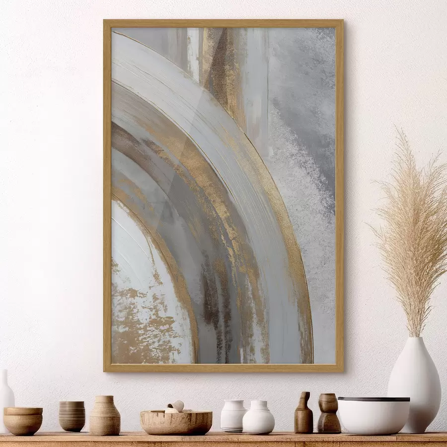 Papier peint Semi-cercles abstraits gris et jaunes f45809