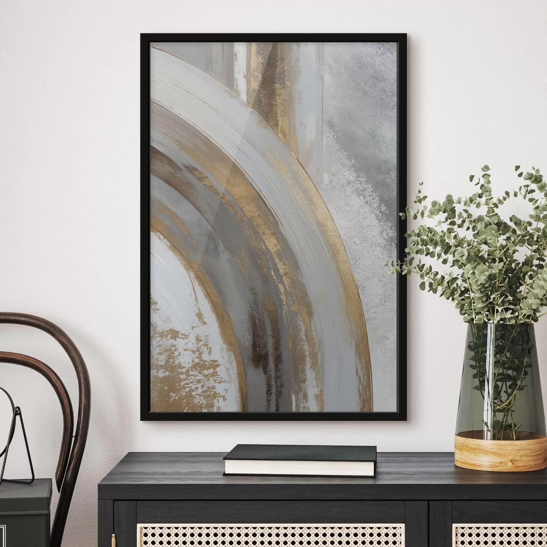 Papier peint Semi-cercles abstraits gris et jaunes f45809