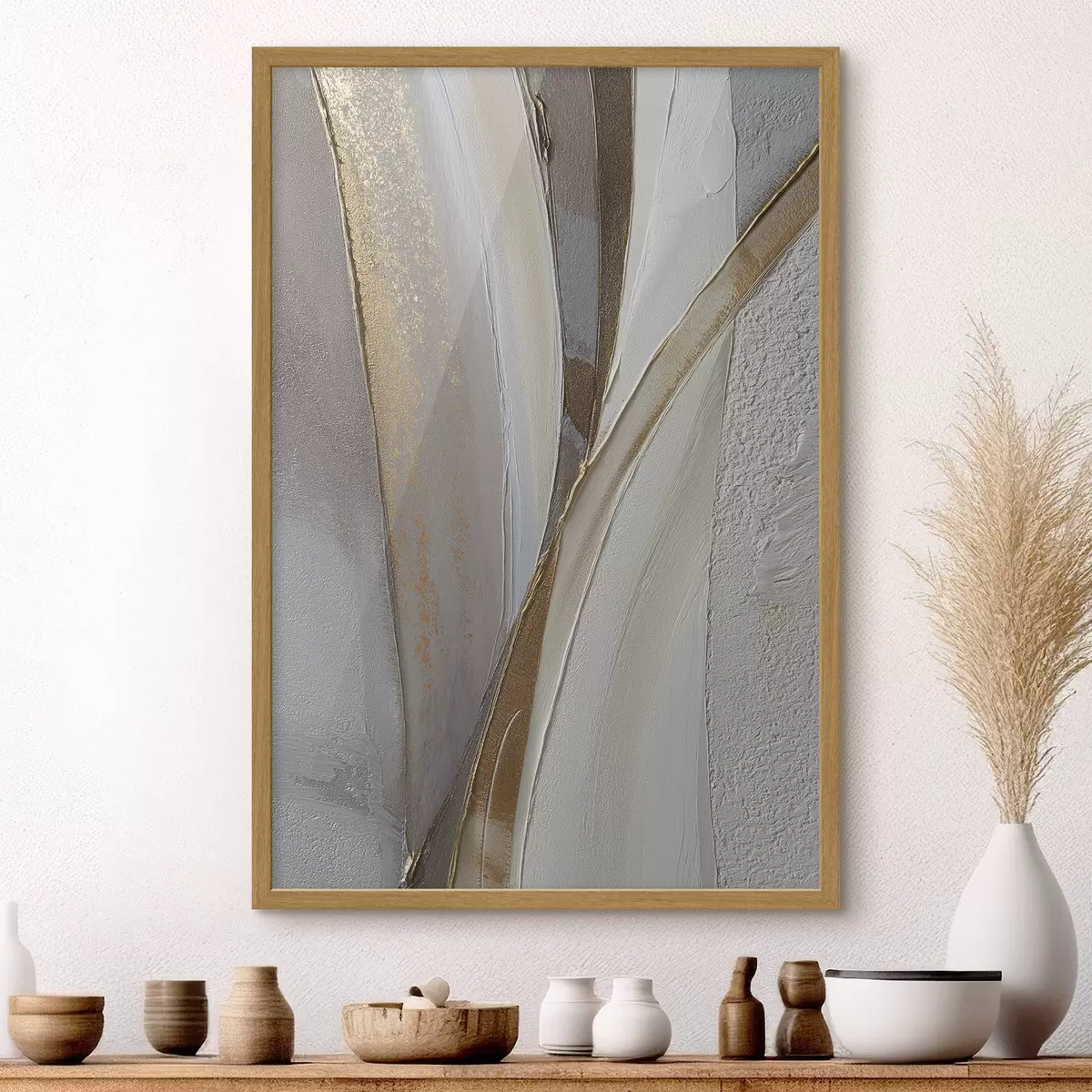 Poster Lignes abstraites texturées avec des reflets jaunes et orange f45810