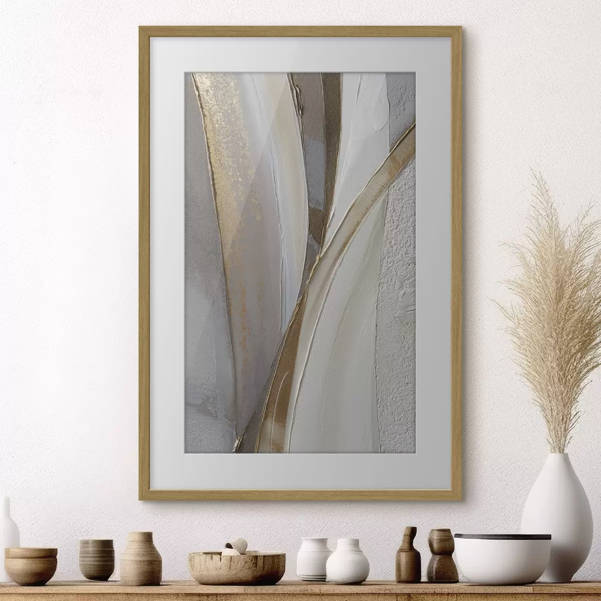 Poster Lignes abstraites texturées avec des reflets jaunes et orange f45810