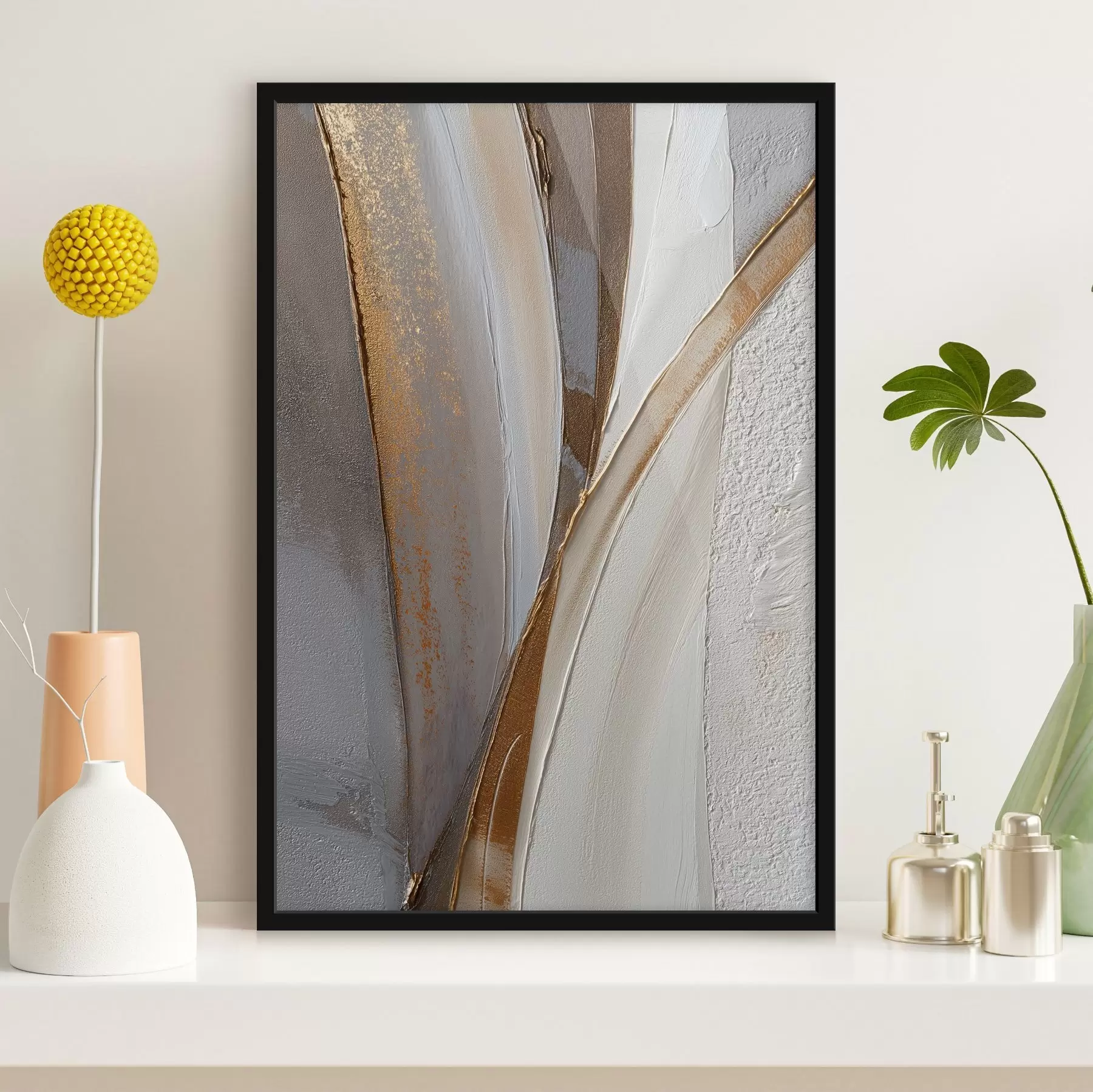 Papier peint Lignes abstraites texturées avec des reflets jaunes et orange f45810