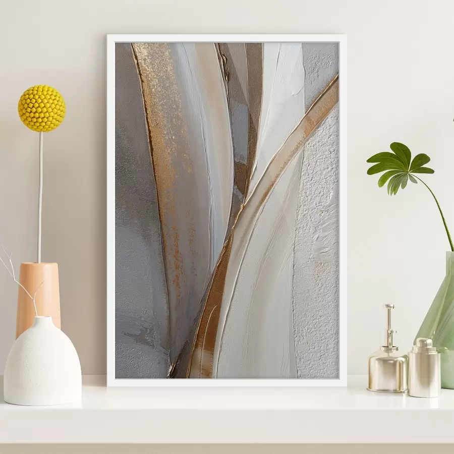 Papier peint Lignes abstraites texturées avec des reflets jaunes et orange f45810