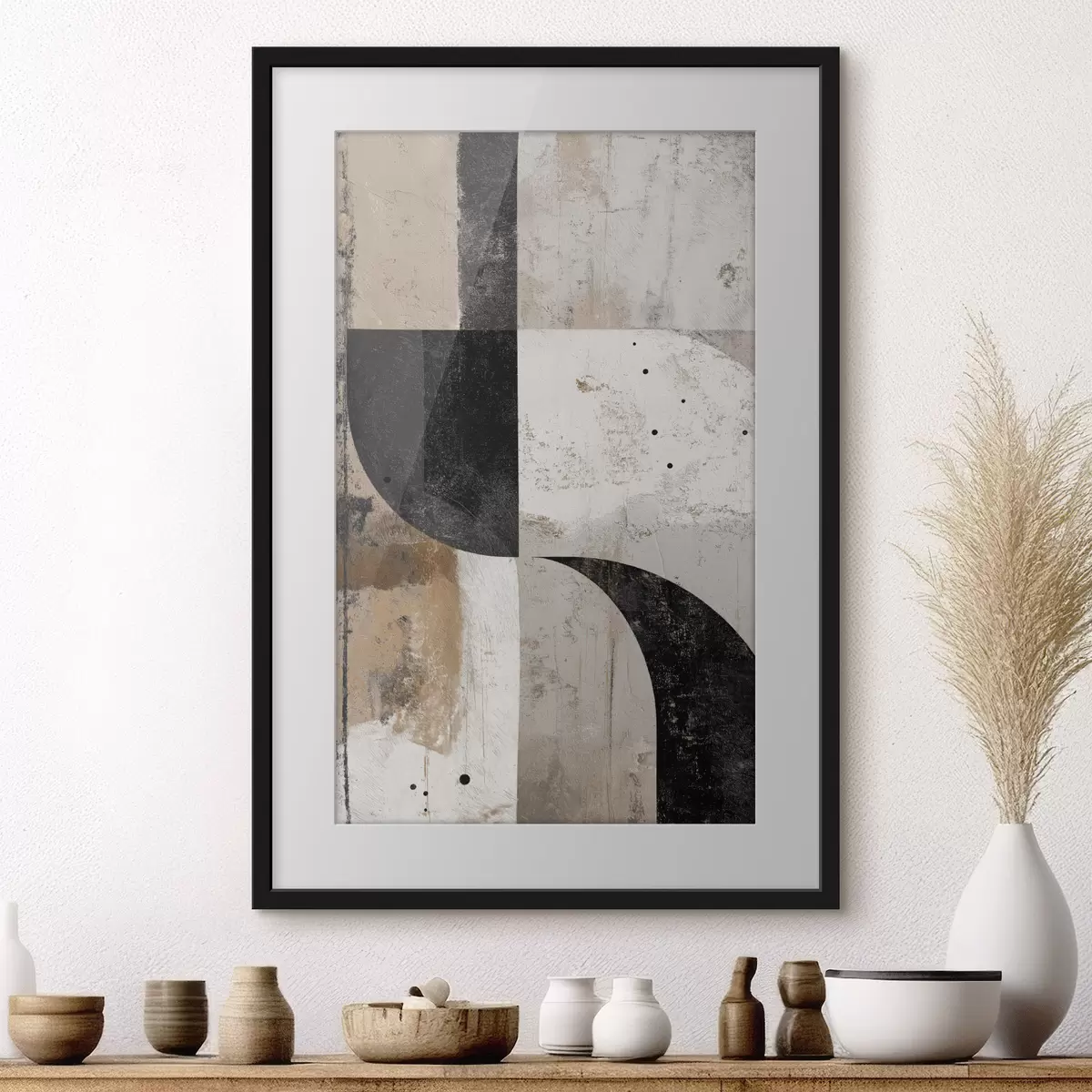 Poster Formes géométriques dans les tons beige et noir f45811