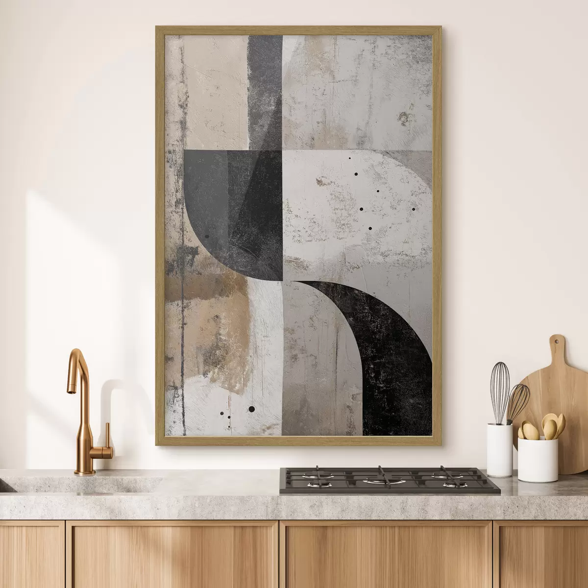 Poster Formes géométriques dans les tons beige et noir f45811