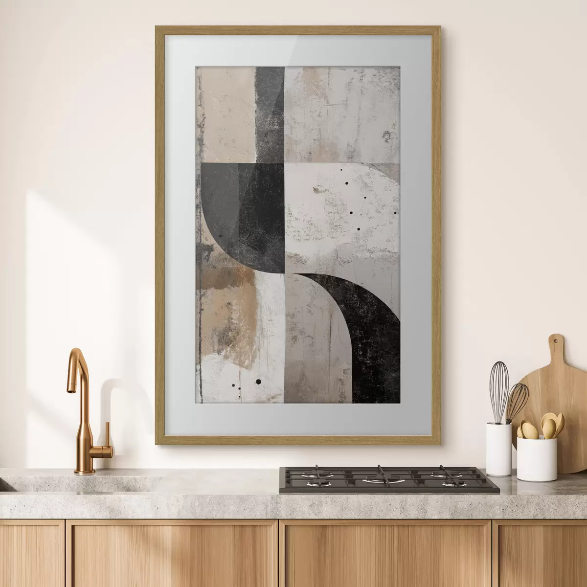 Poster Formes géométriques dans les tons beige et noir f45811