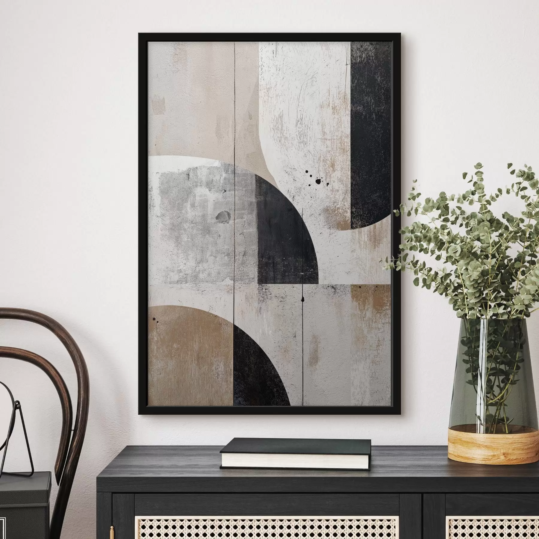 Papier peint Formes géométriques dans les tons gris et beige f45812