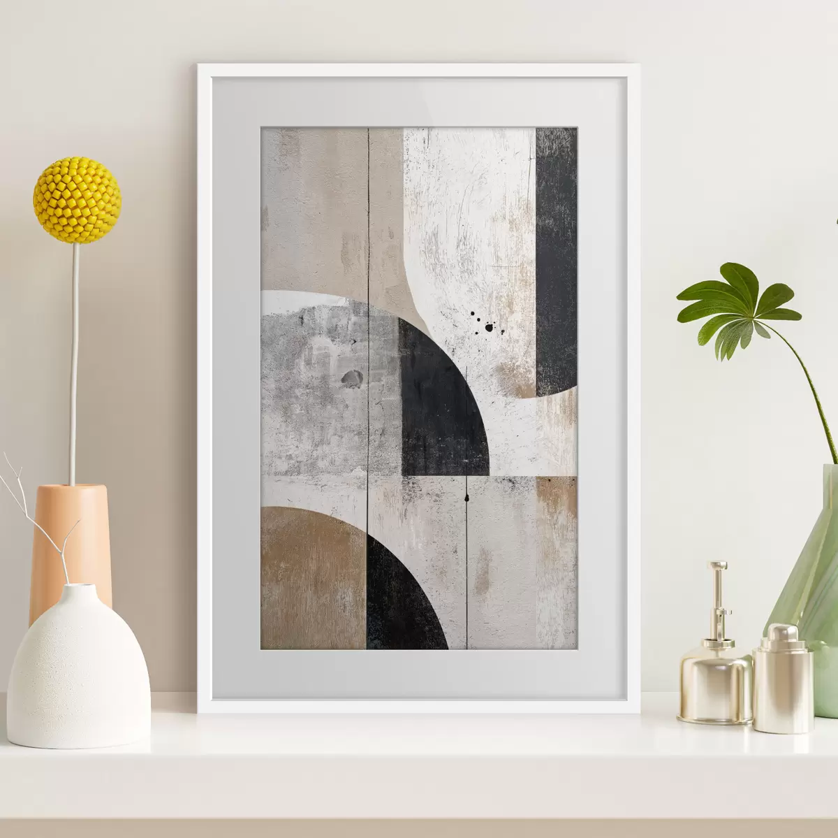 Poster Formes géométriques dans les tons gris et beige f45812