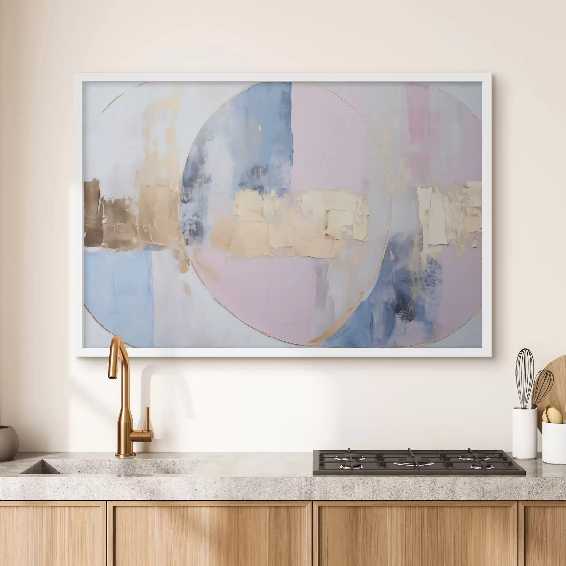Papier peint Abstraction dans des cercles bleu-rose f45821