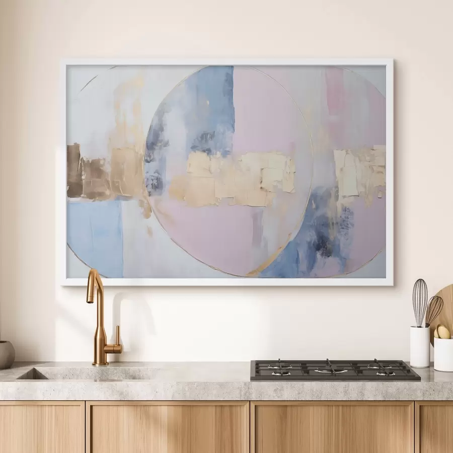 Papier peint Abstraction dans des cercles bleu-rose f45821