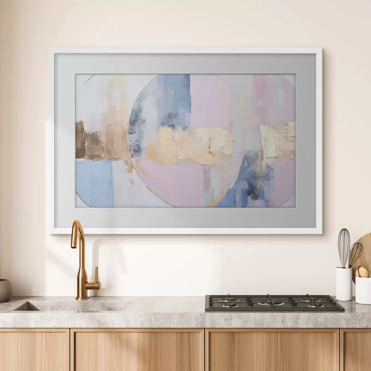 Poster Abstraction dans des cercles bleu-rose f45821
