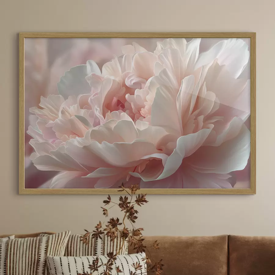 Papier peint Pivoine en fleurs dans les tons rose et beige f45825