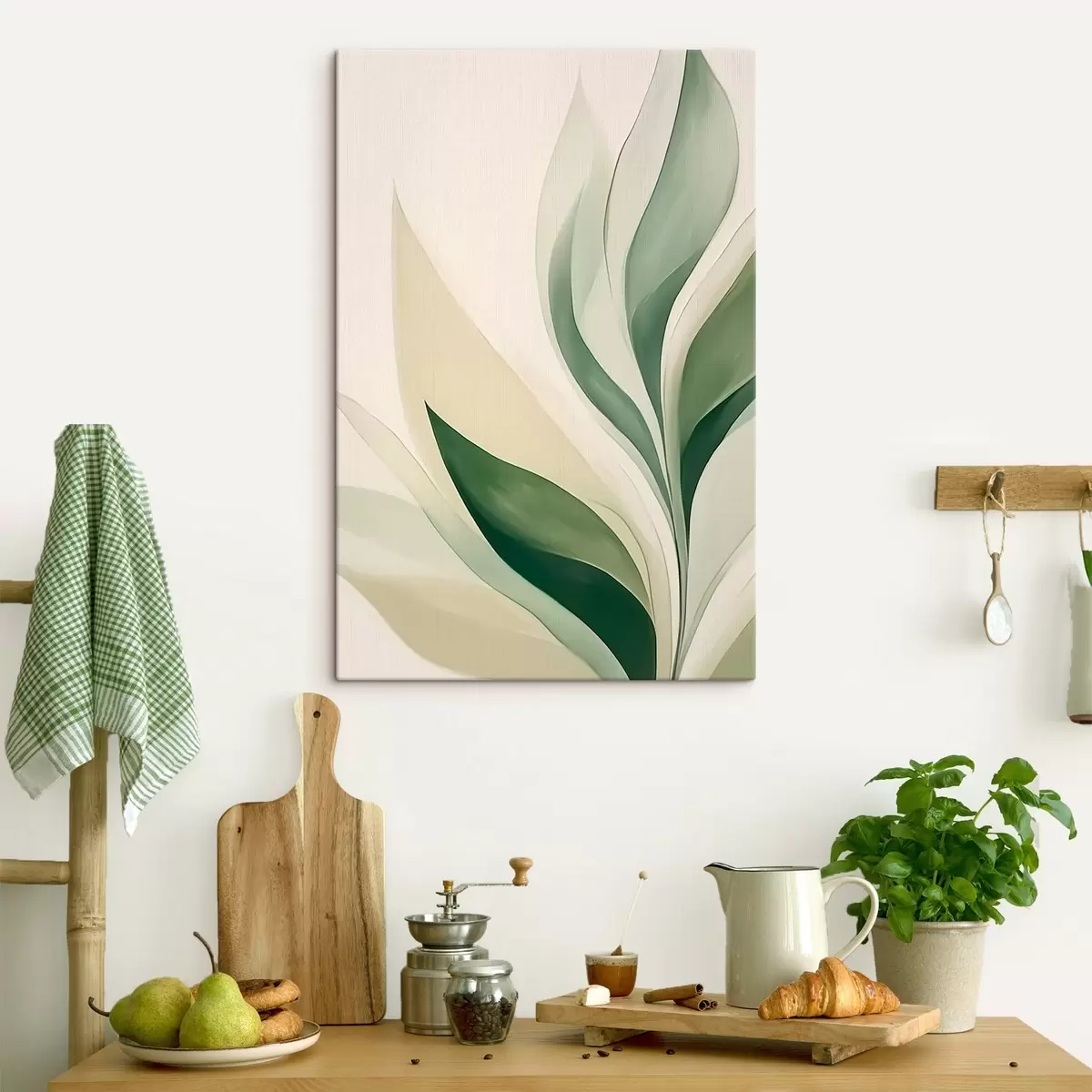 Tableau Feuilles vertes abstraites s45831