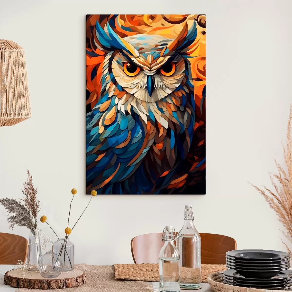 Tableau Hibou abstrait s45836