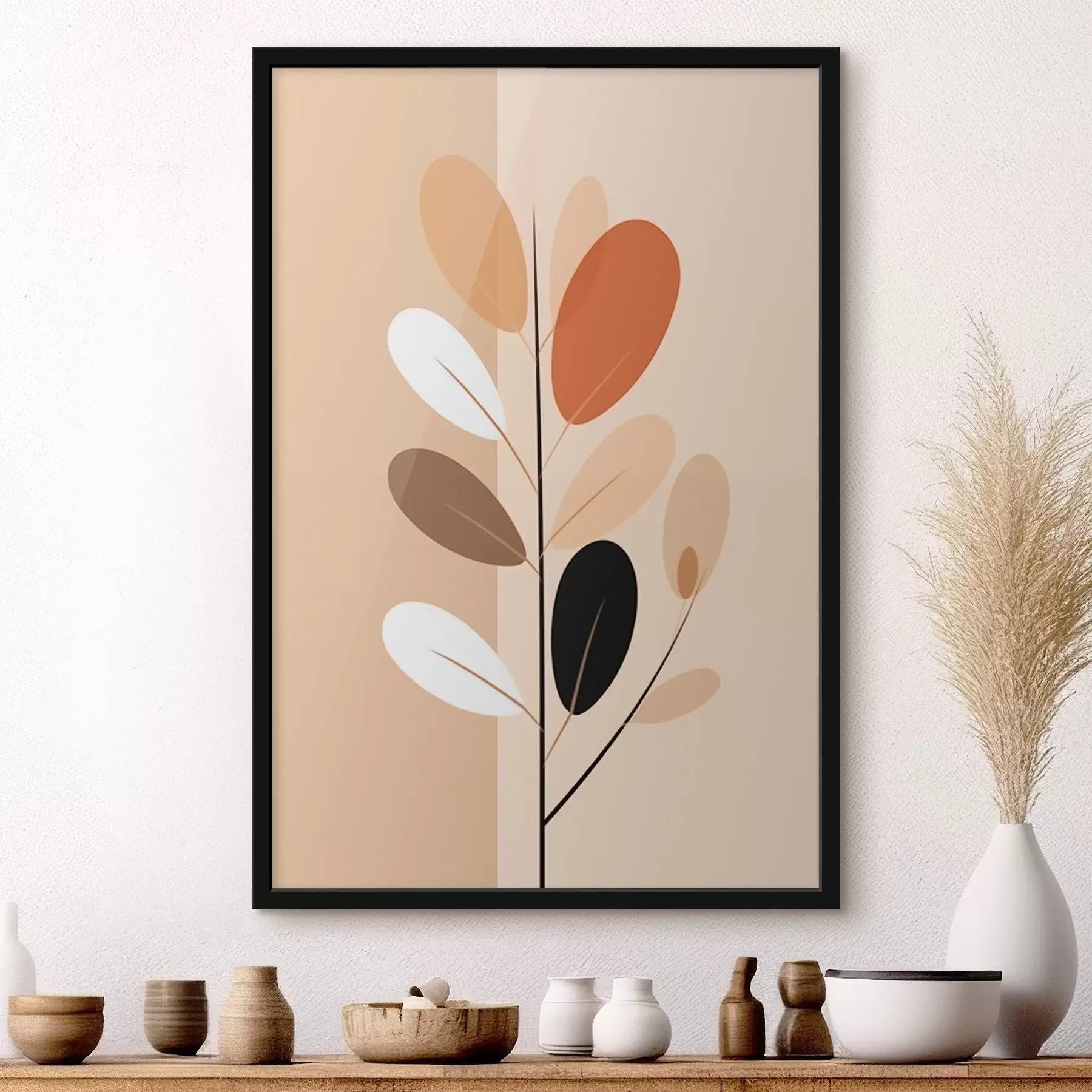 Papier peint Branche minimaliste avec feuilles f45834