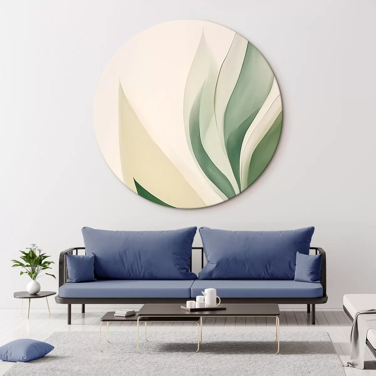Tableaux rondes Feuilles vertes abstraites r45831