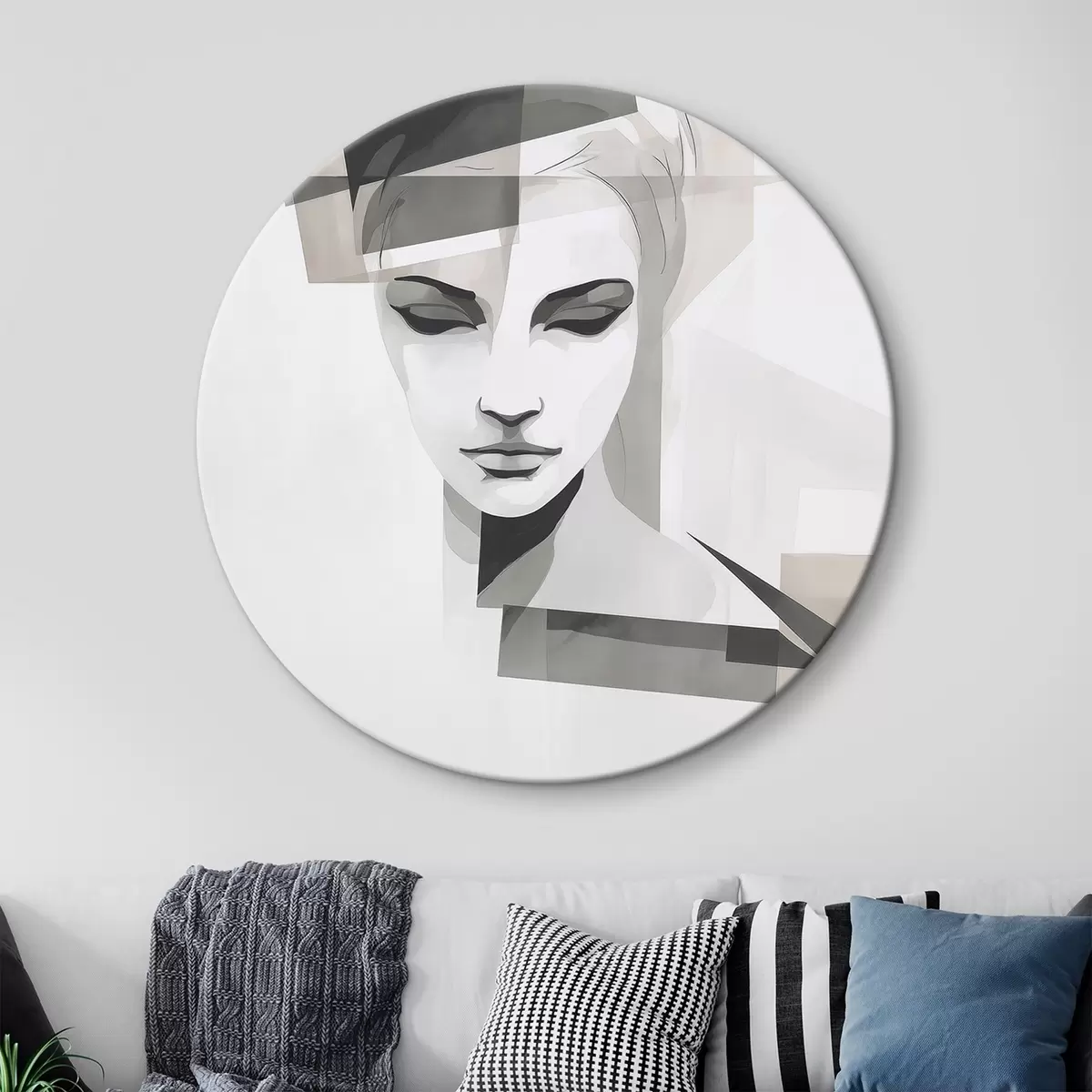 Tableaux rondes Portrait abstrait r45917