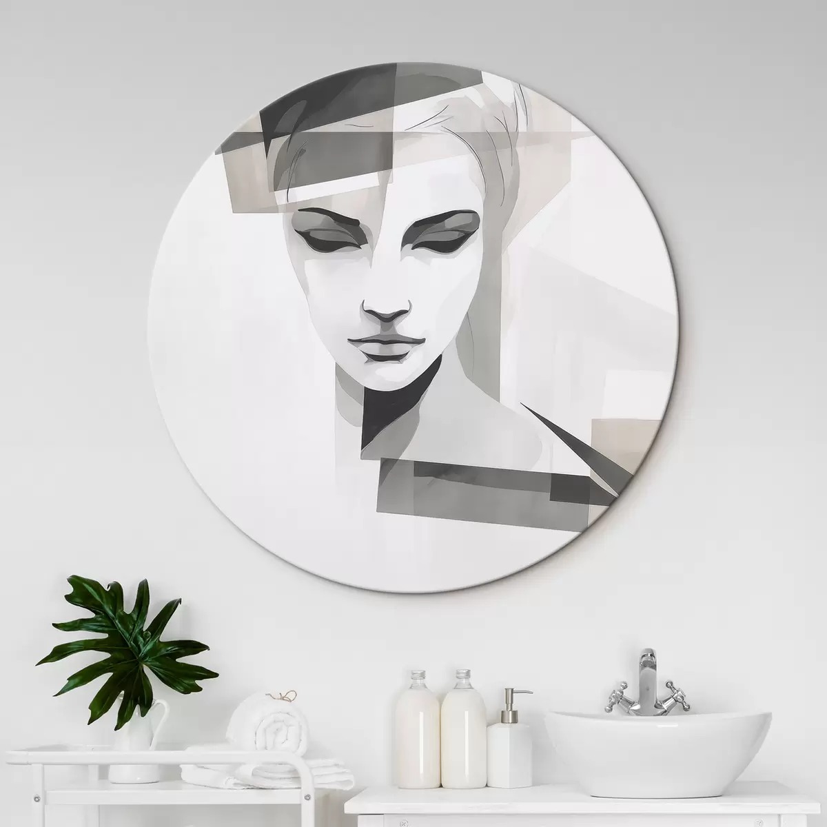 Tableaux rondes Portrait abstrait r45917